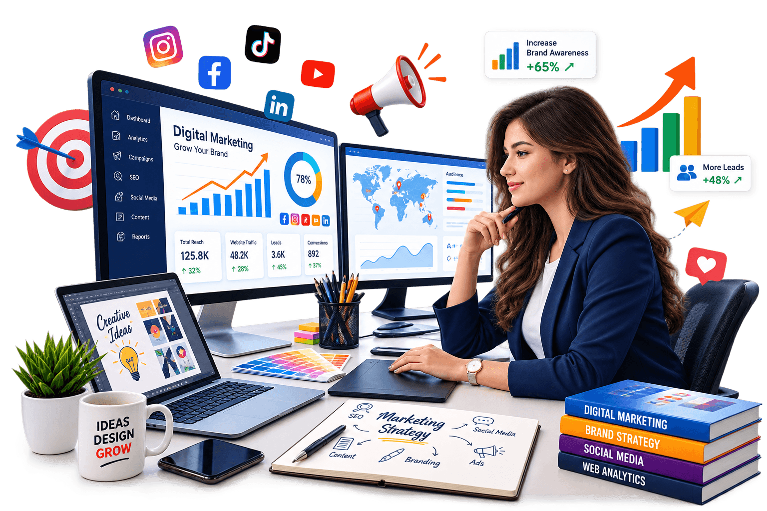 Digital marketing dashboards, analytics, and campaign strategy